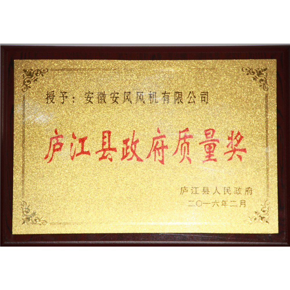 2016.02-庐江县政府质量奖（匾）